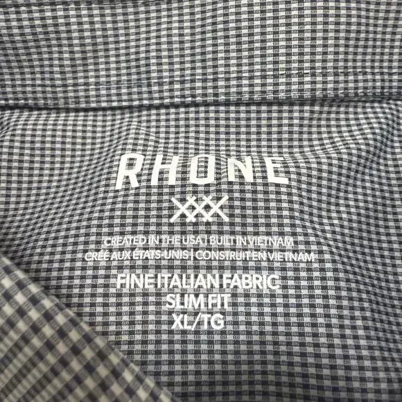 Men's Rhone Commuter Shirt Slim Fit Size XL Black White Gingham - Picture 4 of 8